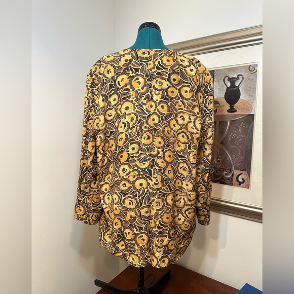 Vintage Cynthia Howie Woman Gold Floral Lined Union Made Blazer Jacket Size 20 - Picture 4 of 9